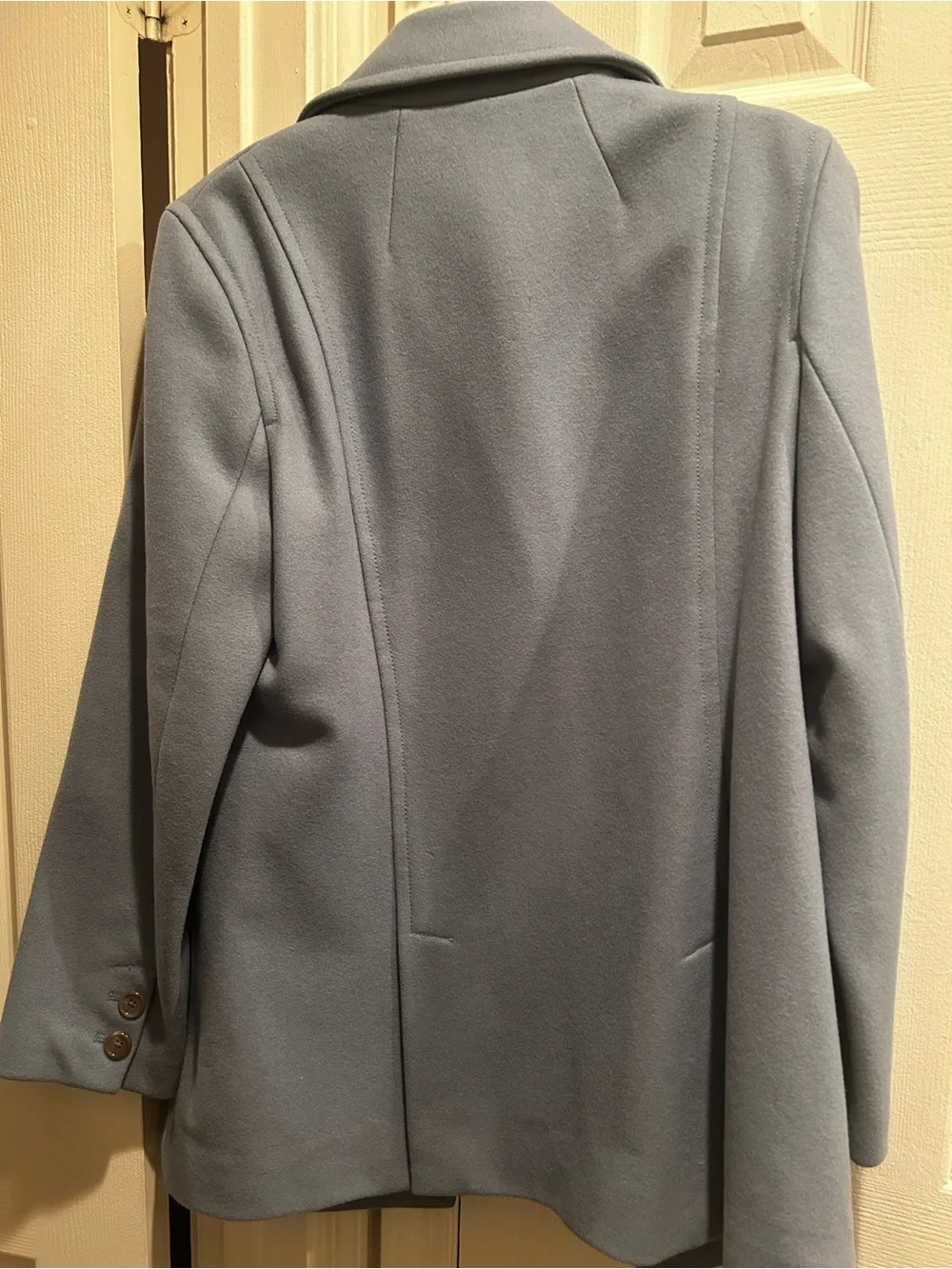 J. Crew Light Blue Double-Breasted Wool Pea Coat(Vintage) purchased in 2007. Ver - Picture 3 of 6